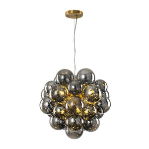 LightFixturesUSA - Moody Luxe Cluster Smoked Glass Bubble Sphere Chandelier - Chandelier - Brass - 