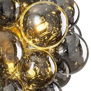 LightFixturesUSA - Moody Luxe Cluster Smoked Glass Bubble Sphere Chandelier - Chandelier - Brass - 