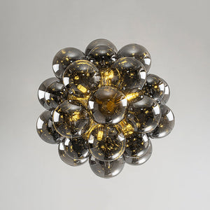 LightFixturesUSA - Moody Luxe Cluster Smoked Glass Bubble Sphere Chandelier - Chandelier - Brass - 