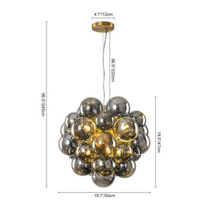 LightFixturesUSA - Moody Luxe Cluster Smoked Glass Bubble Sphere Chandelier - Chandelier - Brass - 