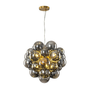 LightFixturesUSA - Moody Luxe Cluster Smoked Glass Bubble Sphere Chandelier - Chandelier - Brass - 