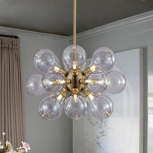 LightFixturesUSA - Morandi 18 - Light Cluster Lavender Gray Glass Bubble Chandelier - Chandelier - Purple Gray - 