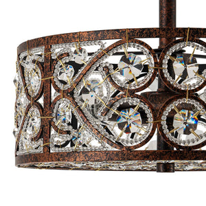 LightFixturesUSA - Moroccan Antique Crystal Drum Cage Semi Flush Mount - Ceiling Light - 13 in. - 