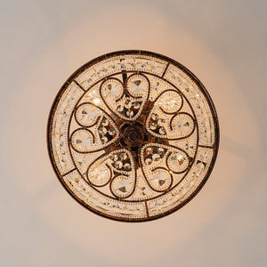 LightFixturesUSA - Moroccan Antique Crystal Drum Cage Semi Flush Mount - Ceiling Light - 13 in. - 
