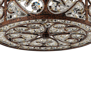 LightFixturesUSA - Moroccan Antique Crystal Drum Cage Semi Flush Mount - Ceiling Light - 13 in. - 