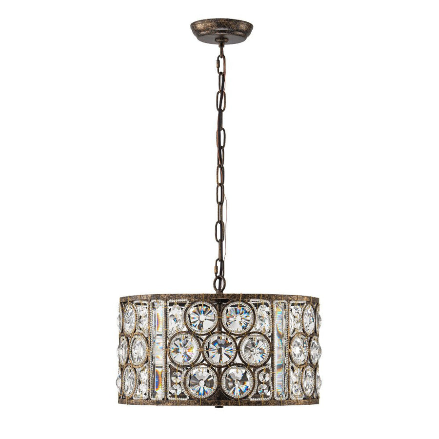 LightFixturesUSA - Moroccan Glam Vintage Crystal Drum Lantern Pendant - Chandelier - 15.7 in. - 