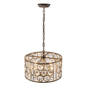 LightFixturesUSA - Moroccan Glam Vintage Crystal Drum Lantern Pendant - Chandelier - 15.7 in. - 