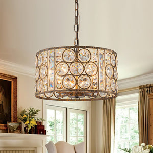 LightFixturesUSA - Moroccan Glam Vintage Crystal Drum Lantern Pendant - Chandelier - 15.7 in. - 