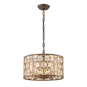 LightFixturesUSA - Moroccan Glam Vintage Crystal Drum Lantern Pendant - Chandelier - 15.7 in. - 