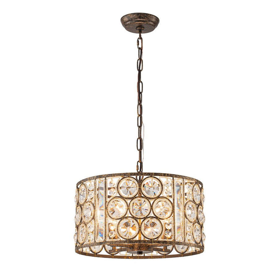 LightFixturesUSA - Moroccan Glam Vintage Crystal Drum Lantern Pendant - Chandelier - 15.7 in. - 