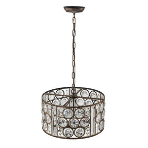 LightFixturesUSA - Moroccan Glam Vintage Crystal Drum Lantern Pendant - Chandelier - 15.7 in. - 