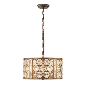 LightFixturesUSA - Moroccan Glam Vintage Crystal Drum Lantern Pendant - Chandelier - 15.7 in. - 