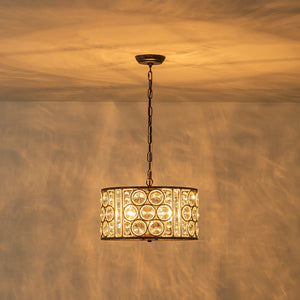 LightFixturesUSA - Moroccan Glam Vintage Crystal Drum Lantern Pendant - Chandelier - 15.7 in. - 