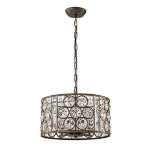 LightFixturesUSA - Moroccan Glam Vintage Crystal Drum Lantern Pendant - Chandelier - 15.7 in. - 