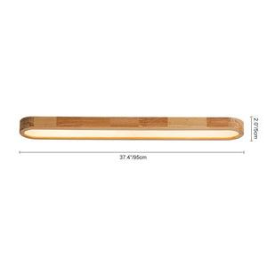 LightFixturesUSA-Natural Wood Long Oval Dimmable Flush Mount Light-Ceiling Light-Included Control (3000K-6000K)-
