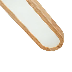 LightFixturesUSA-Natural Wood Long Oval Dimmable Flush Mount Light-Ceiling Light-Included Control (3000K-6000K)-