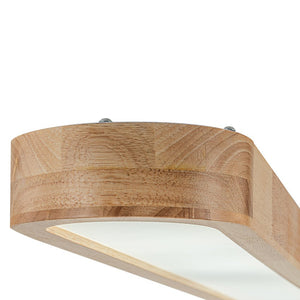 LightFixturesUSA-Natural Wood Long Oval Dimmable Flush Mount Light-Ceiling Light-Included Control (3000K-6000K)-