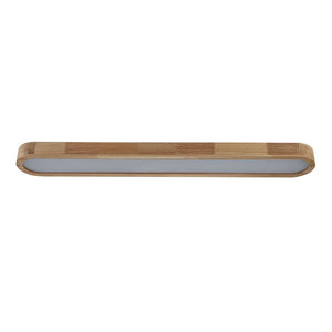 LightFixturesUSA-Natural Wood Long Oval Dimmable Flush Mount Light-Ceiling Light-Included Control (3000K-6000K)-