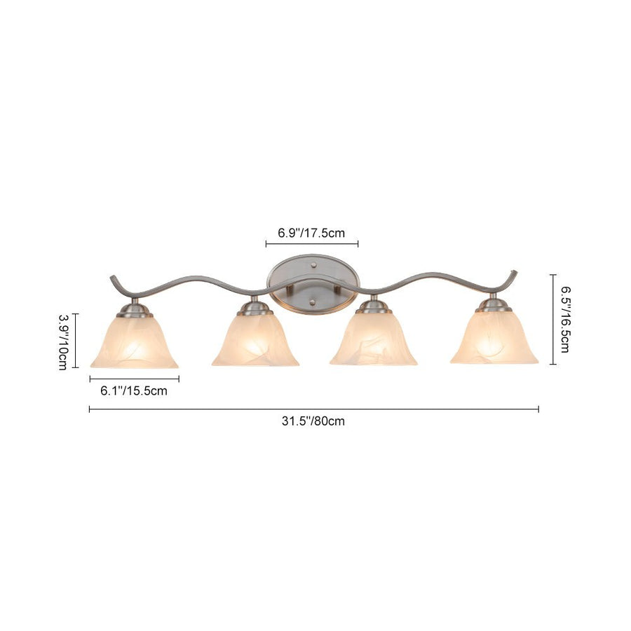 LightFixturesUSA - Nickel 4 - Light Cloud Glass Bell Shade Vanity Light - Wall Sconce - Nickel - 