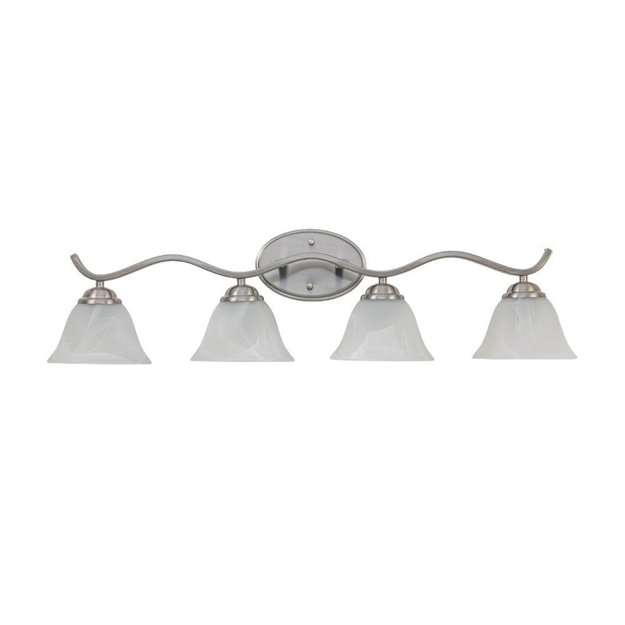 LightFixturesUSA - Nickel 4 - Light Cloud Glass Bell Shade Vanity Light - Wall Sconce - Nickel - 