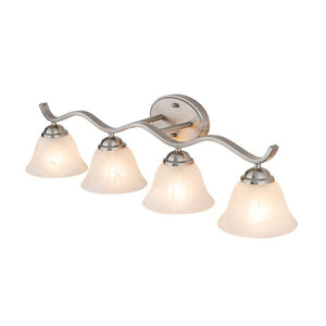 LightFixturesUSA - Nickel 4 - Light Cloud Glass Bell Shade Vanity Light - Wall Sconce - Nickel - 