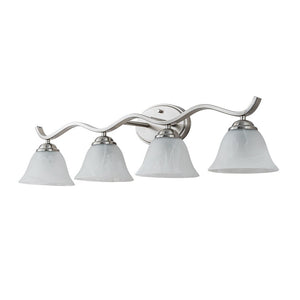 LightFixturesUSA - Nickel 4 - Light Cloud Glass Bell Shade Vanity Light - Wall Sconce - Nickel - 