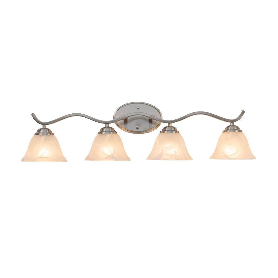 LightFixturesUSA - Nickel 4 - Light Cloud Glass Bell Shade Vanity Light - Wall Sconce - Nickel - 