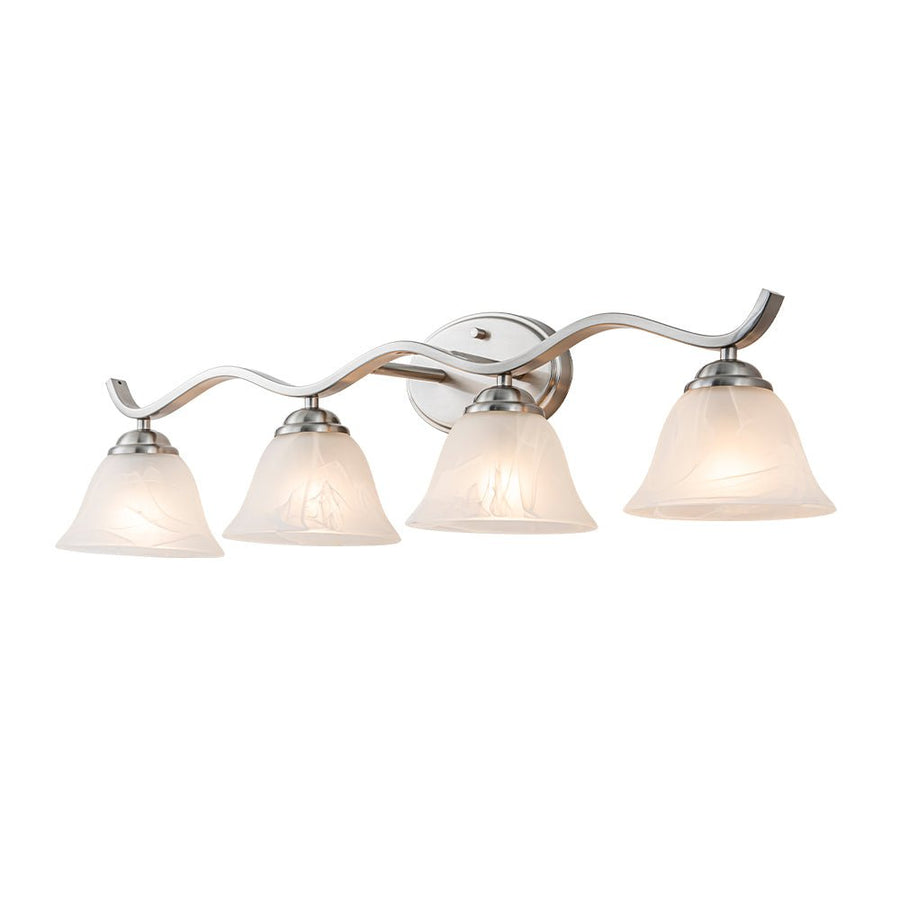 LightFixturesUSA - Nickel 4 - Light Cloud Glass Bell Shade Vanity Light - Wall Sconce - Nickel - 