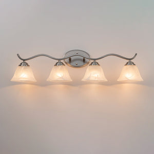 LightFixturesUSA - Nickel 4 - Light Cloud Glass Bell Shade Vanity Light - Wall Sconce - Nickel - 