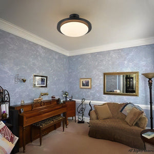 LightFixturesUSA - Nordic Black White Dimmable LED Round Semi Flush Mount - Ceiling Light - 15.7 in - 