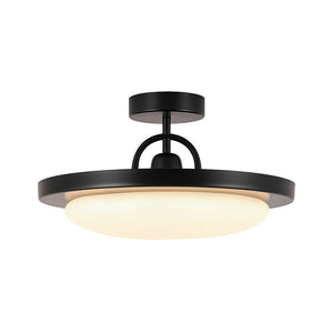LightFixturesUSA - Nordic Black White Dimmable LED Round Semi Flush Mount - Ceiling Light - 15.7 in - 