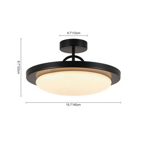 LightFixturesUSA - Nordic Black White Dimmable LED Round Semi Flush Mount - Ceiling Light - 15.7 in - 