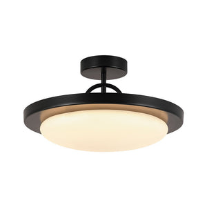 LightFixturesUSA - Nordic Black White Dimmable LED Round Semi Flush Mount - Ceiling Light - 15.7 in - 