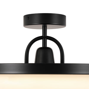 LightFixturesUSA - Nordic Black White Dimmable LED Round Semi Flush Mount - Ceiling Light - 15.7 in - 