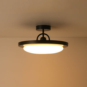 LightFixturesUSA - Nordic Black White Dimmable LED Round Semi Flush Mount - Ceiling Light - 15.7 in - 