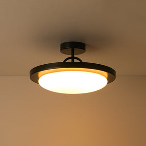 LightFixturesUSA - Nordic Black White Dimmable LED Round Semi Flush Mount - Ceiling Light - 15.7 in - 