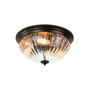 LightFixturesUSA - Oil Rubbed Bronze Fluted Glass Flush Mount Ceiling Light - Ceiling Light - Oil Rubbed Bronze - 