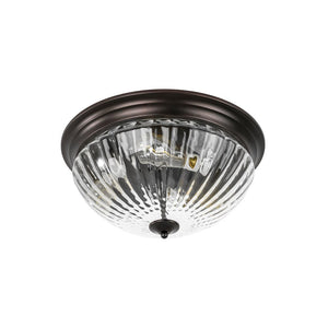 LightFixturesUSA - Oil Rubbed Bronze Fluted Glass Flush Mount Ceiling Light - Ceiling Light - Oil Rubbed Bronze - 