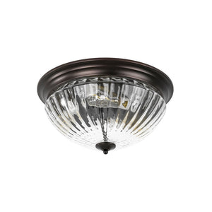 LightFixturesUSA - Oil Rubbed Bronze Fluted Glass Flush Mount Ceiling Light - Ceiling Light - Oil Rubbed Bronze - 