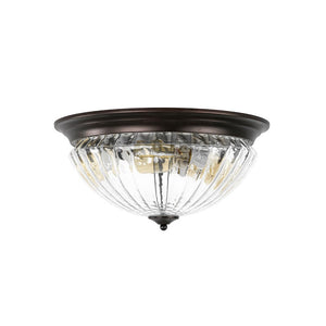 LightFixturesUSA - Oil Rubbed Bronze Fluted Glass Flush Mount Ceiling Light - Ceiling Light - Oil Rubbed Bronze - 