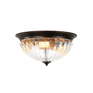 LightFixturesUSA - Oil Rubbed Bronze Fluted Glass Flush Mount Ceiling Light - Ceiling Light - Oil Rubbed Bronze - 