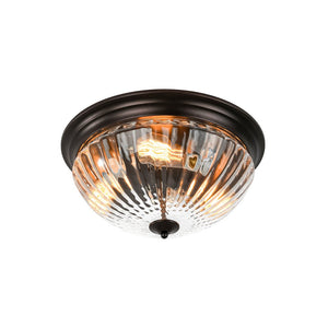 LightFixturesUSA - Oil Rubbed Bronze Fluted Glass Flush Mount Ceiling Light - Ceiling Light - Oil Rubbed Bronze - 