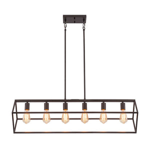 LightFixturesUSA - Oil Rubbed Bronze Geometric Cage Island Chandelier - Chandelier - 6 - Light - 