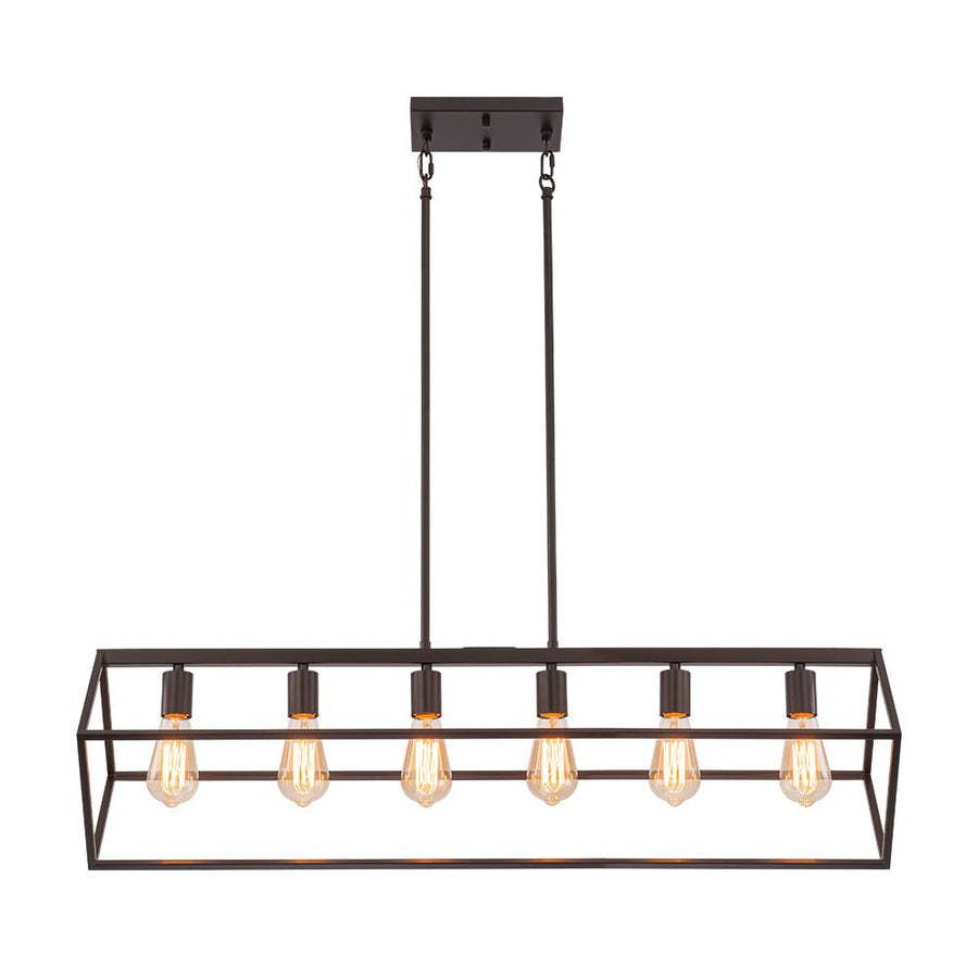 LightFixturesUSA - Oil Rubbed Bronze Geometric Cage Island Chandelier - Chandelier - 6 - Light - 