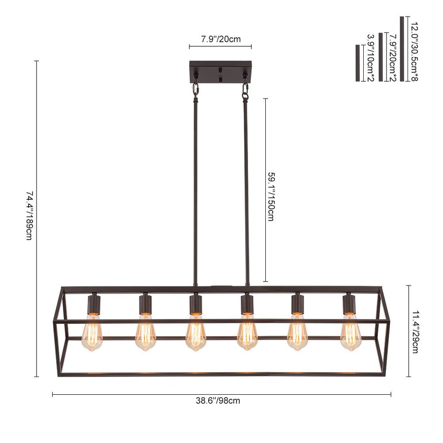 LightFixturesUSA - Oil Rubbed Bronze Geometric Cage Island Chandelier - Chandelier - 6 - Light - 