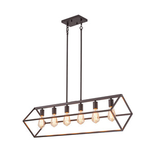 LightFixturesUSA - Oil Rubbed Bronze Geometric Cage Island Chandelier - Chandelier - 6 - Light - 