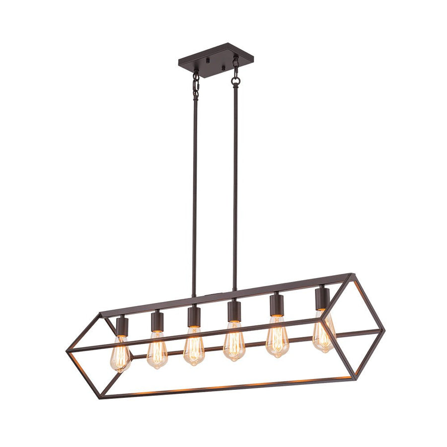 LightFixturesUSA - Oil Rubbed Bronze Geometric Cage Island Chandelier - Chandelier - 6 - Light - 