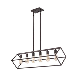 LightFixturesUSA - Oil Rubbed Bronze Geometric Cage Island Chandelier - Chandelier - 6 - Light - 