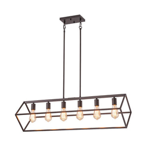 LightFixturesUSA - Oil Rubbed Bronze Geometric Cage Island Chandelier - Chandelier - 6 - Light - 