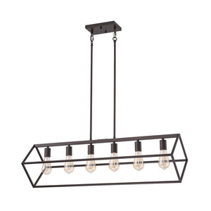 LightFixturesUSA - Oil Rubbed Bronze Geometric Cage Island Chandelier - Chandelier - 6 - Light - 